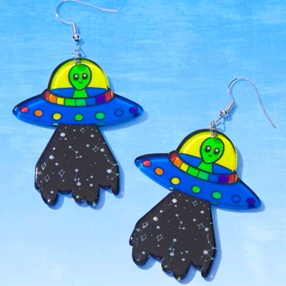 Alien Spaceship Earrings